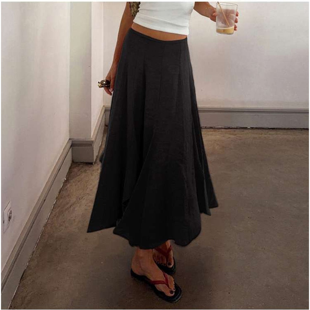 Womens Asymmetric Hem Midi Skirt in Black product view