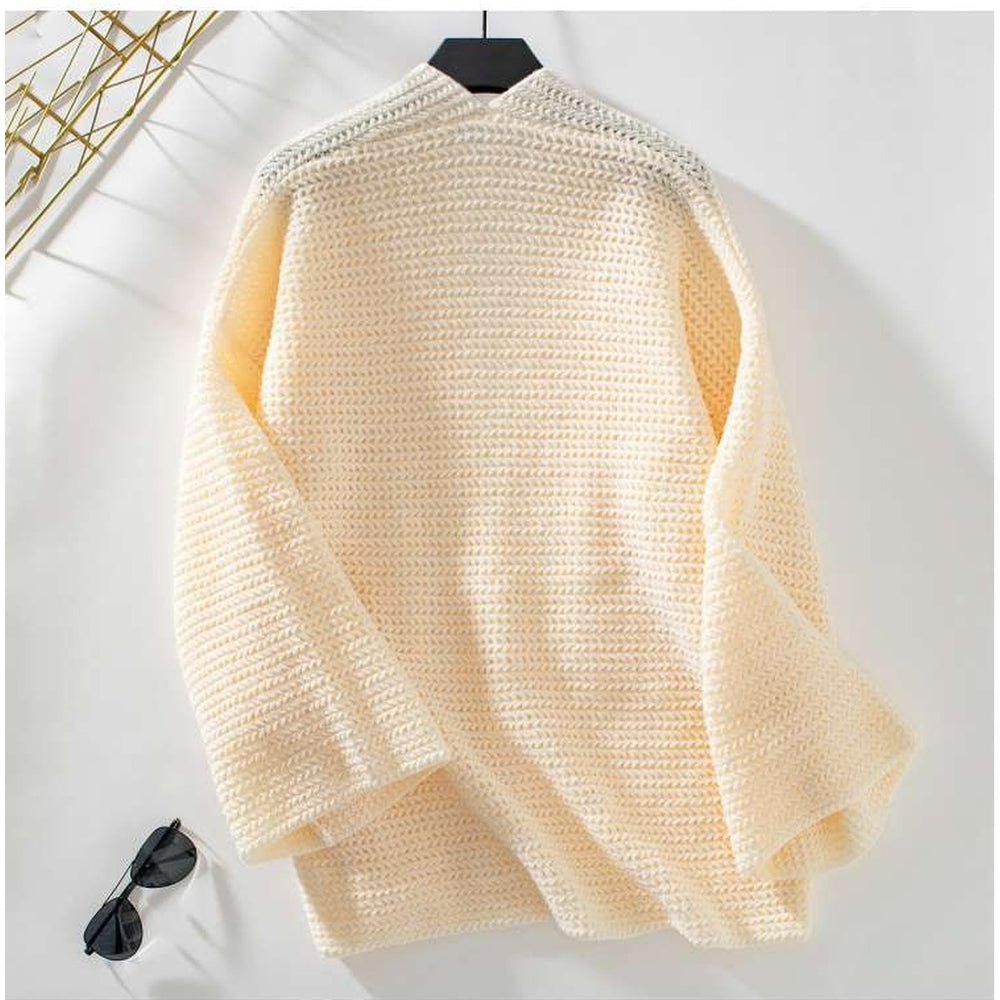 Womens Open Front Pocket Knit Cardigan in Apricot alternate view