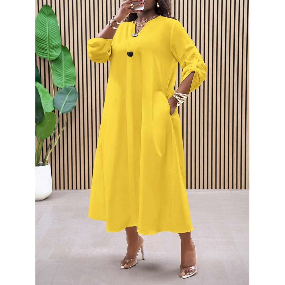 Womens Relaxed Long Sleeve Maxi Dress in Yellow product view